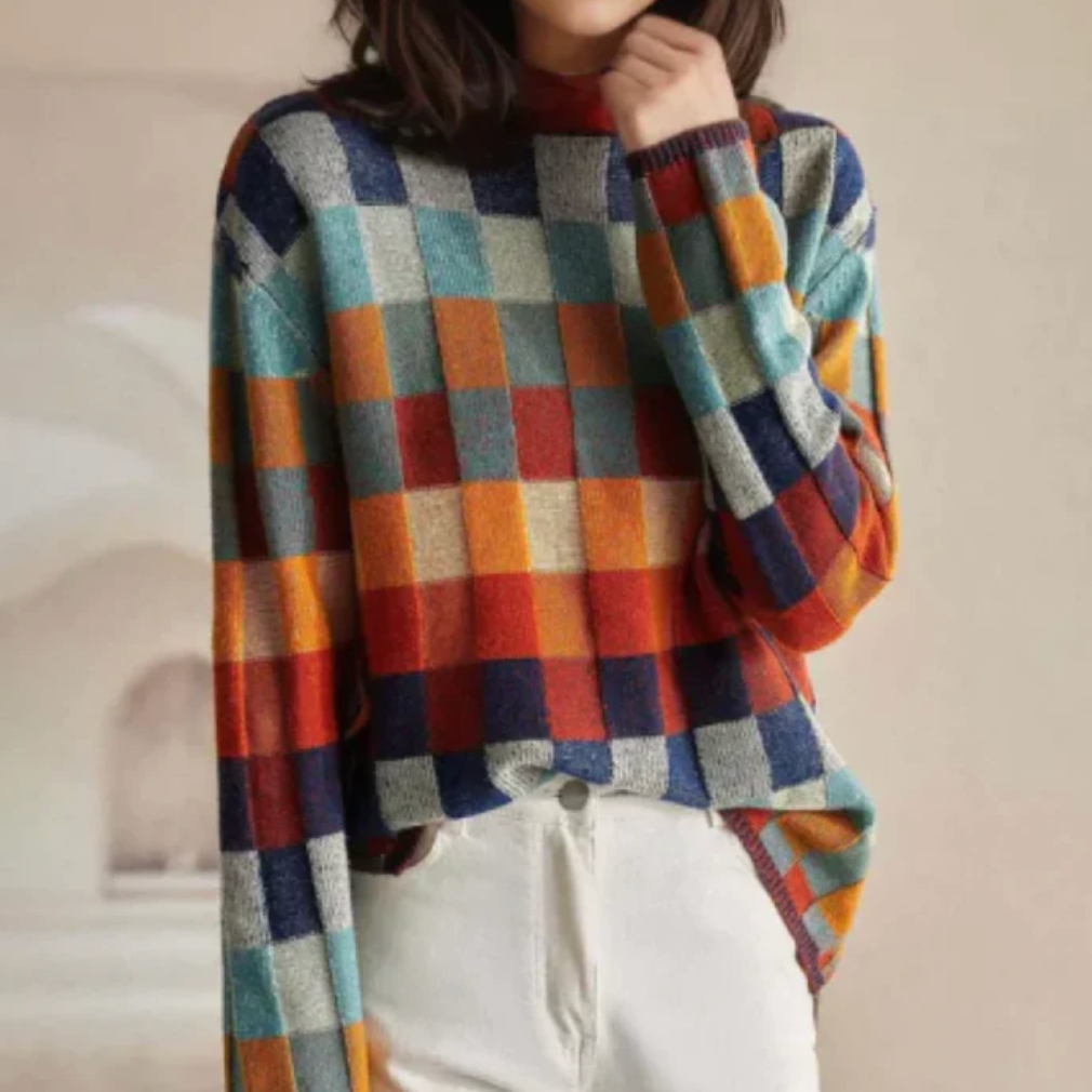 Vexna | Women's Colorblock Turtleneck Sweater - Image 1