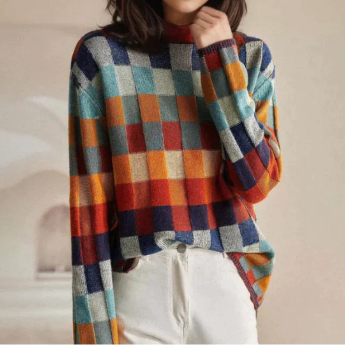 Vexna | Women's Colorblock Turtleneck Sweater - Image 2