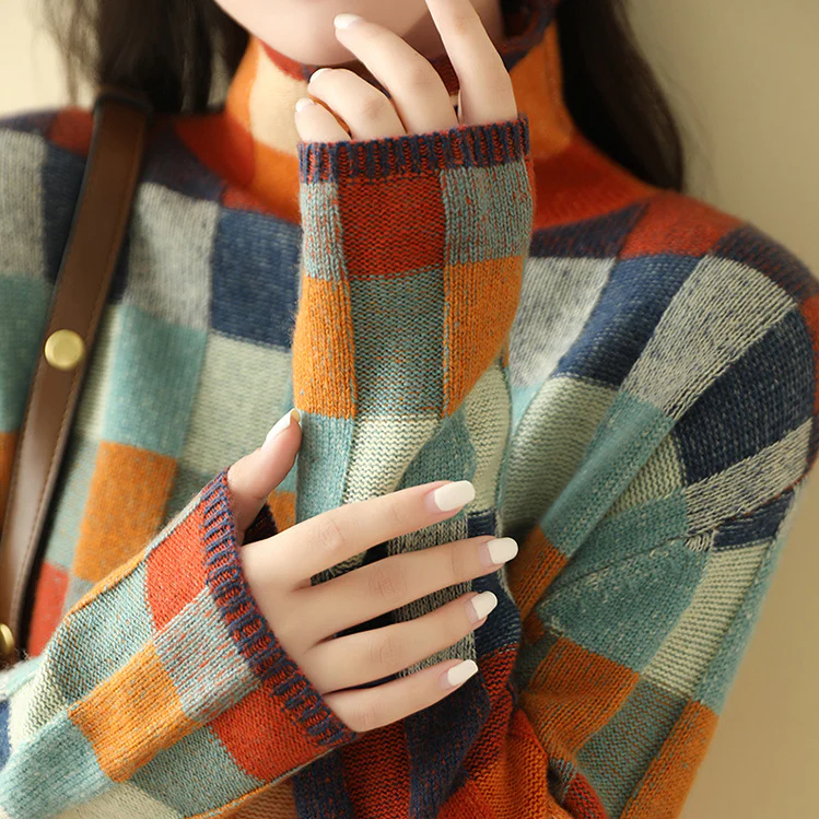 Vexna | Women's Colorblock Turtleneck Sweater - Image 7