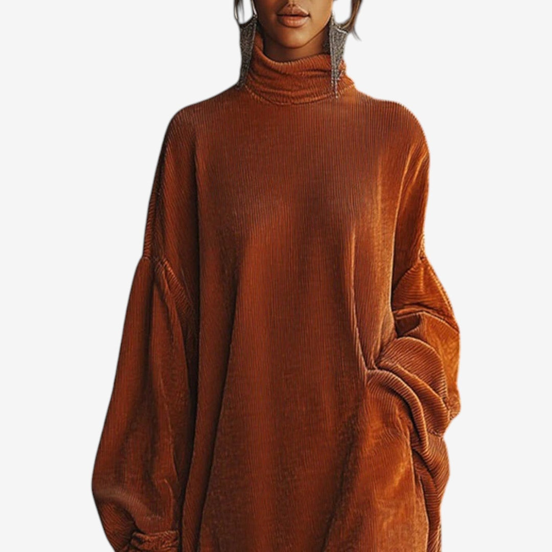 Waverly | Women's Knit Sweater Dress with Fringe - Orange - Image 2