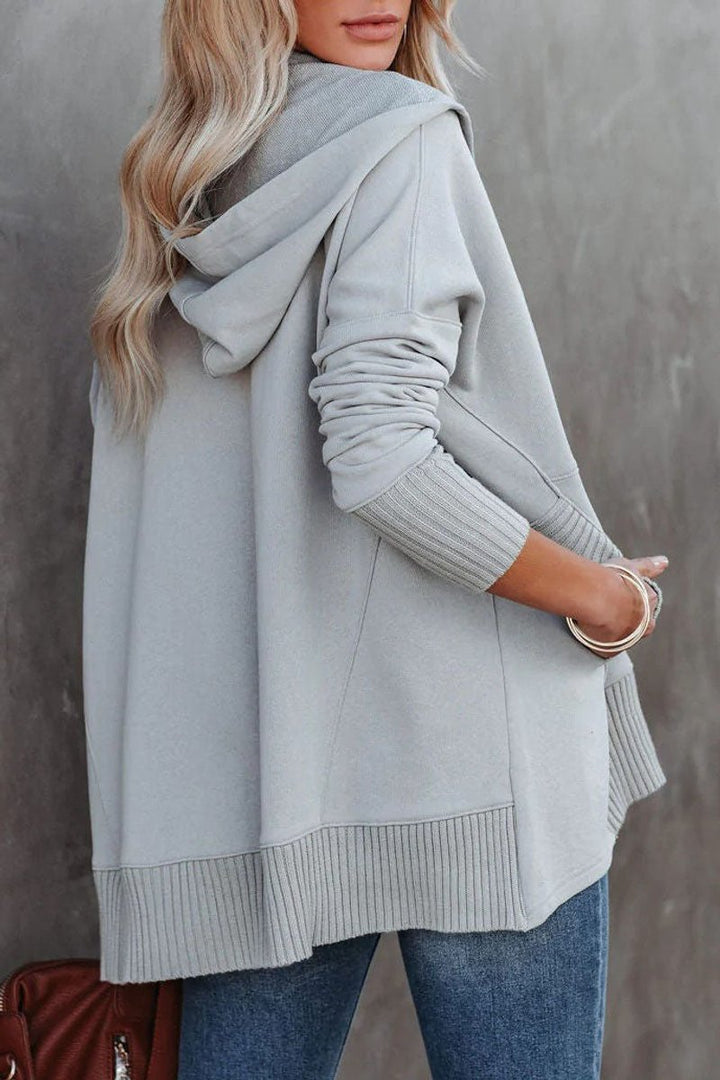 Waverly | Women's Oversized Henley Pullover Hoodie - White - Image 11