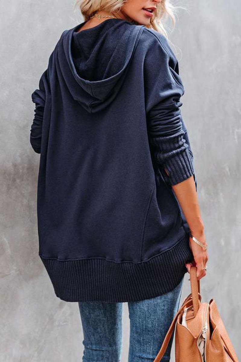 Waverly | Women's Oversized Henley Pullover Hoodie - White - Image 9