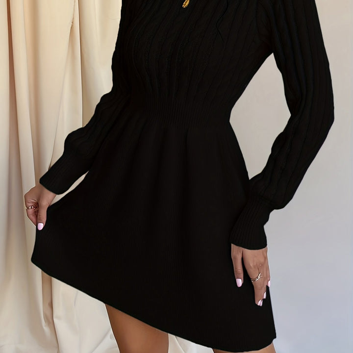 Wren | Women's Cable Knit Sweater Dress Mini A-Line - Cream - Image 12