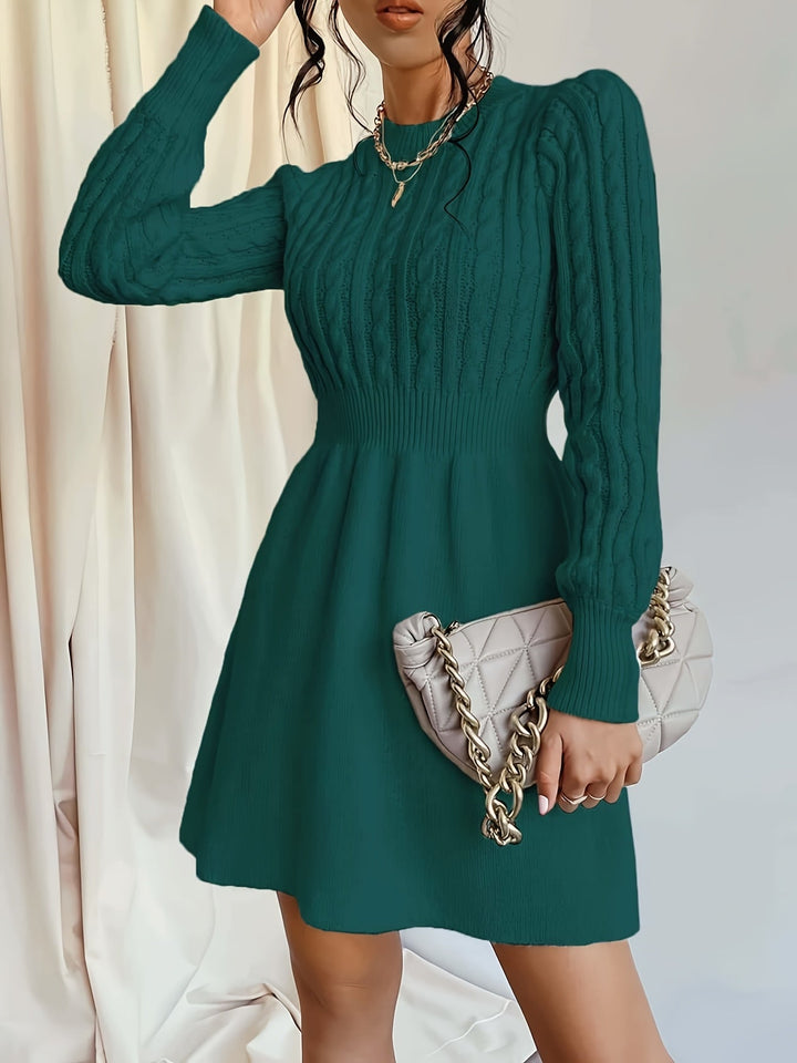 Wren | Women's Cable Knit Sweater Dress Mini A-Line - Cream - Image 7
