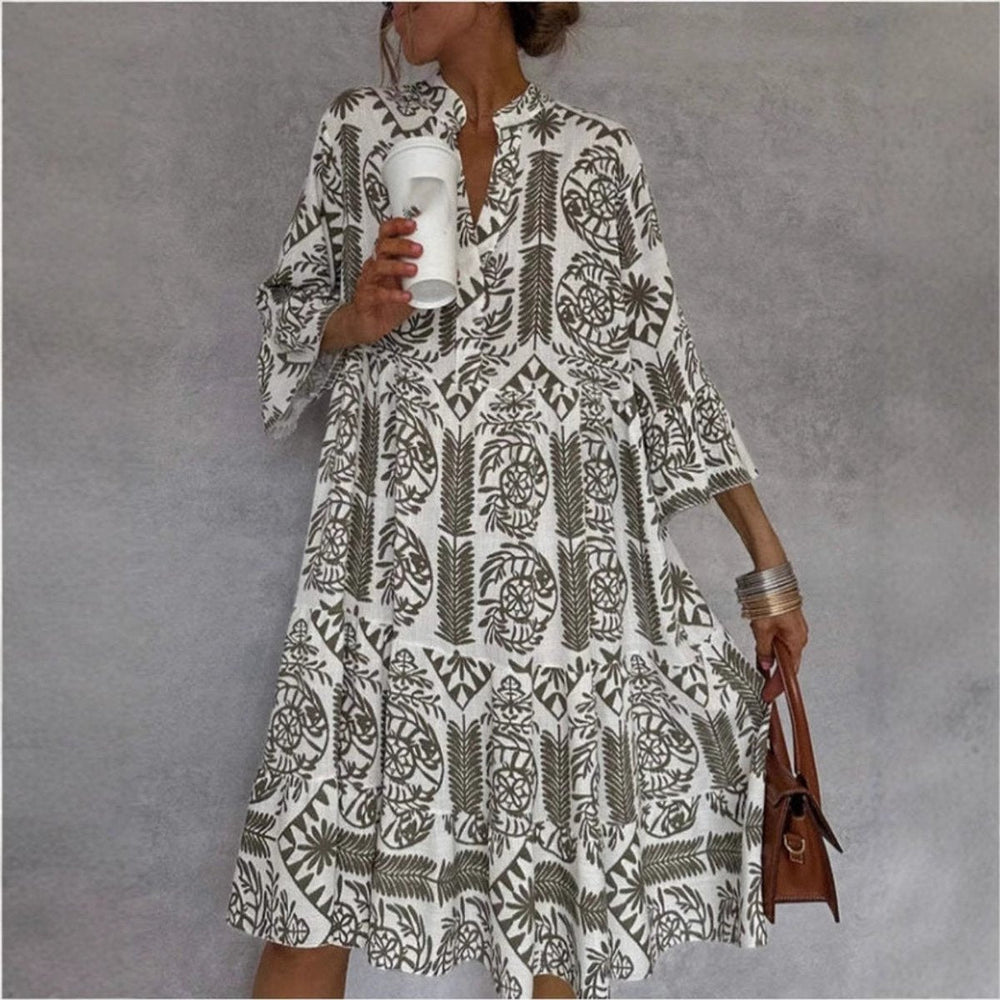 Xanthe | Women's Printed Collared Shirt Dress - White - Image 2