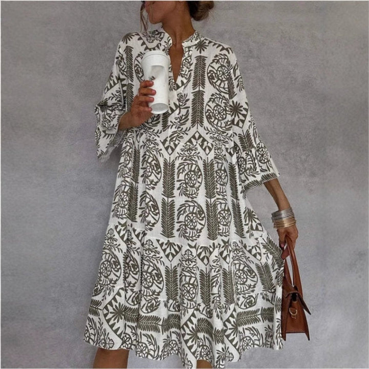 Xanthe | Women's Printed Collared Shirt Dress - White - Image 2