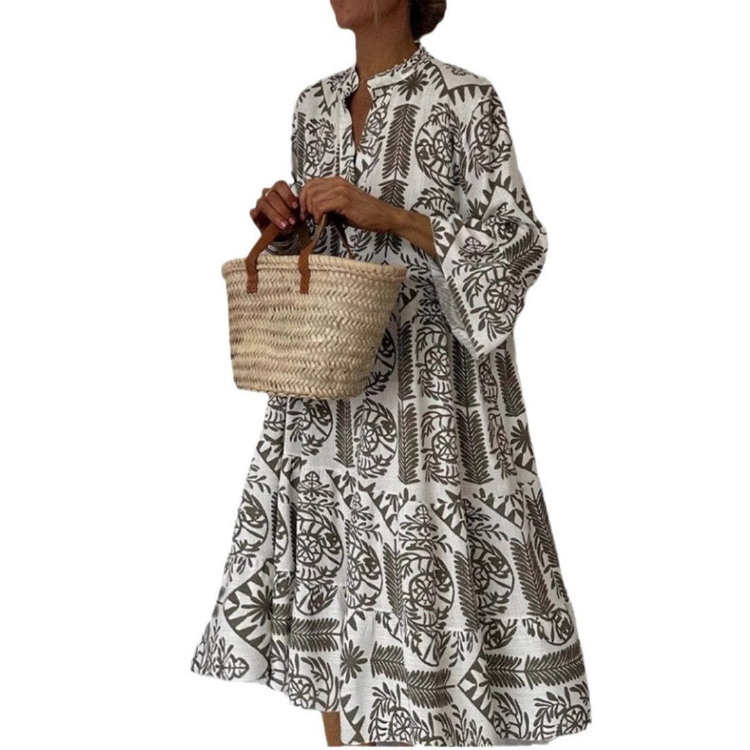 Xanthe | Women's Printed Collared Shirt Dress - White - Image 5