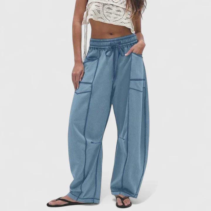 Ysolde | Women's Wide Leg Drawstring Elastic Waist Pants - Camel - Image 6