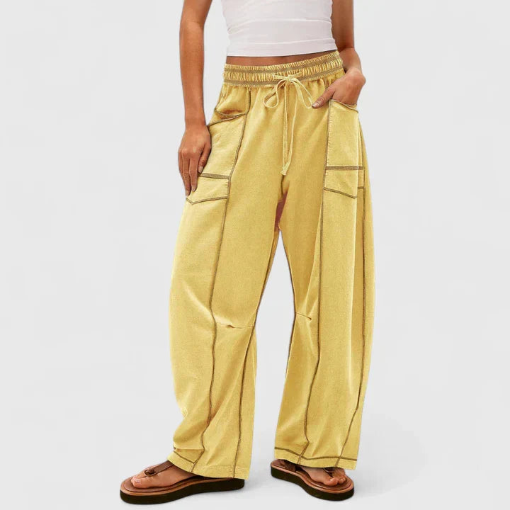 Ysolde | Women's Wide Leg Drawstring Elastic Waist Pants - Camel - Image 8