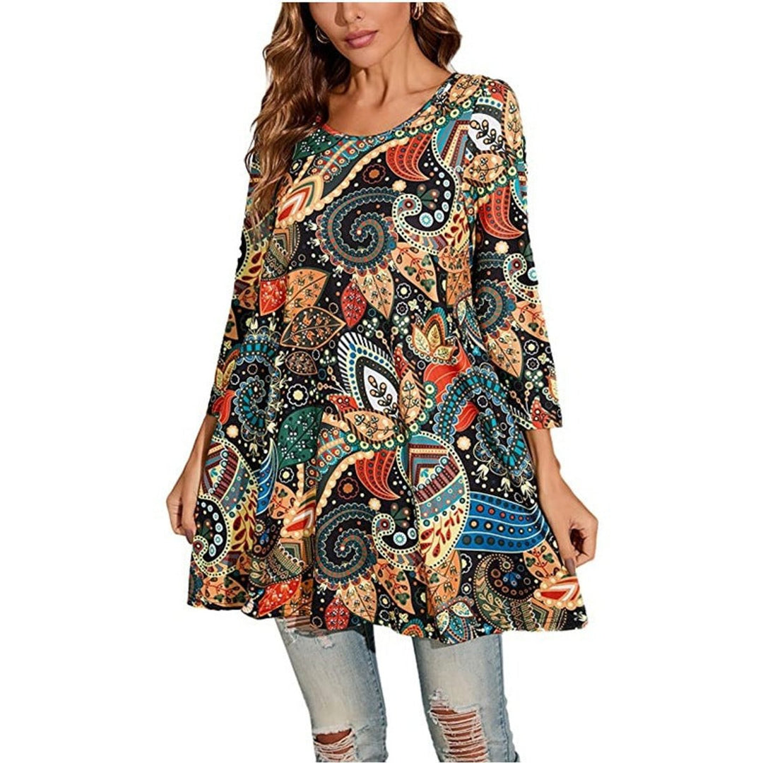 Zara | Women's Mandala Print 3/4 Sleeve Tunic Top - Image 10