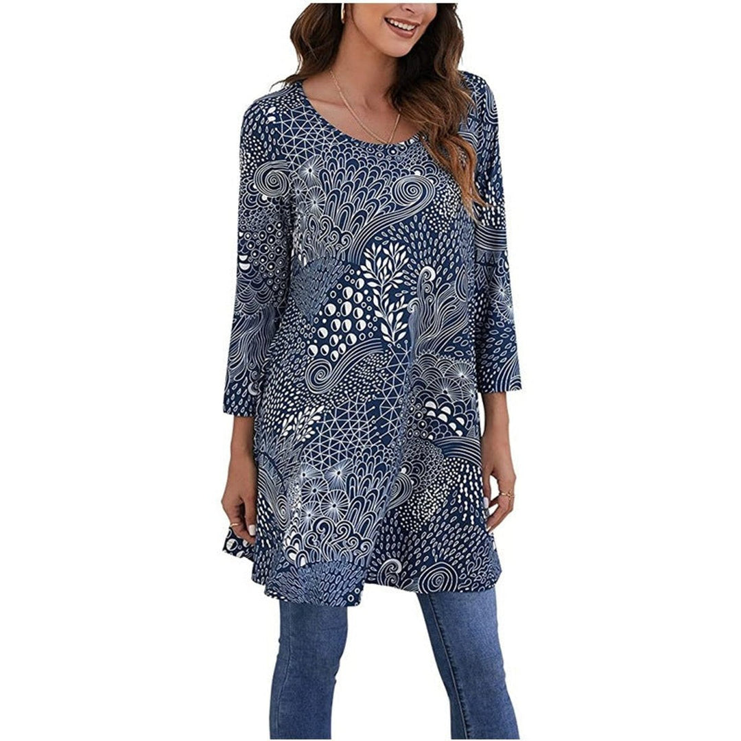 Zara | Women's Mandala Print 3/4 Sleeve Tunic Top - Image 11