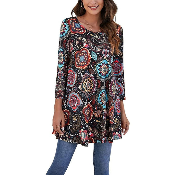 Zara | Women's Mandala Print 3/4 Sleeve Tunic Top - Image 12