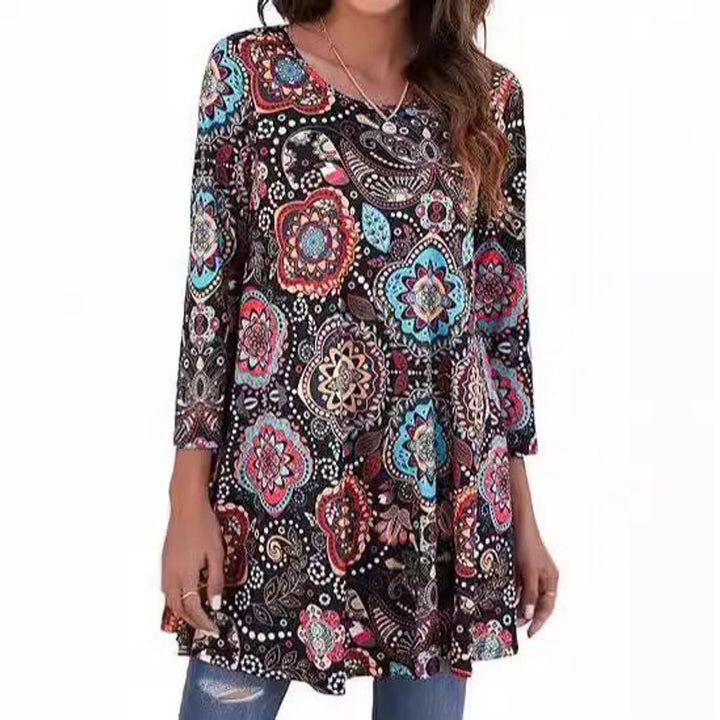Zara | Women's Mandala Print 3/4 Sleeve Tunic Top - Image 2