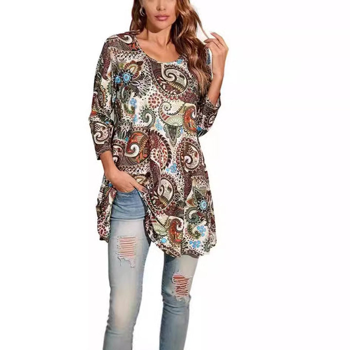 Zara | Women's Mandala Print 3/4 Sleeve Tunic Top - Image 4