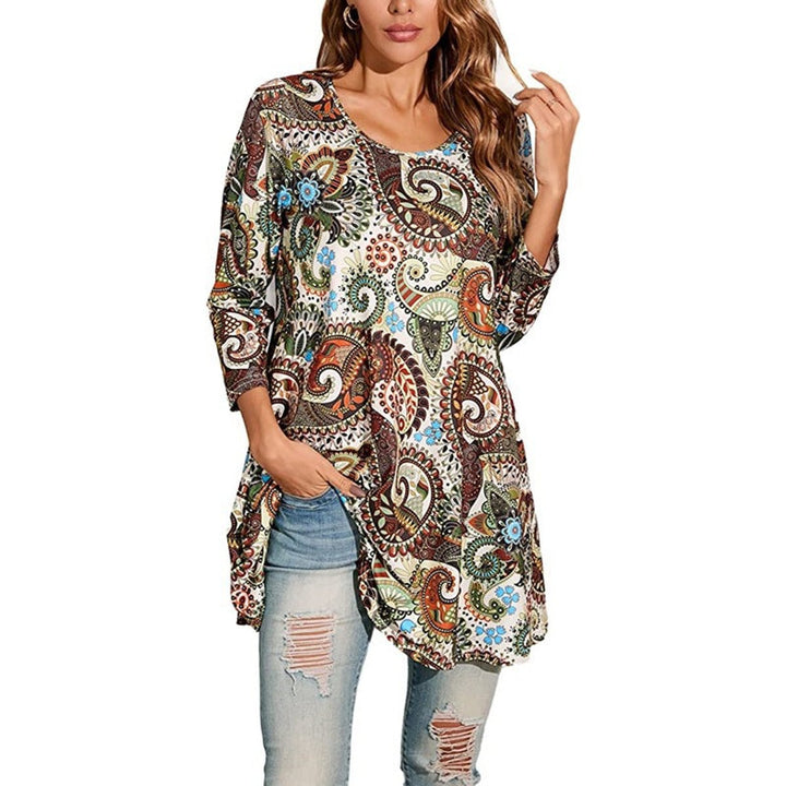 Zara | Women's Mandala Print 3/4 Sleeve Tunic Top - Image 7
