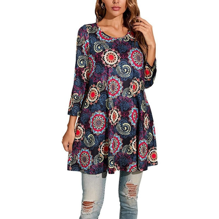 Zara | Women's Mandala Print 3/4 Sleeve Tunic Top - Image 8