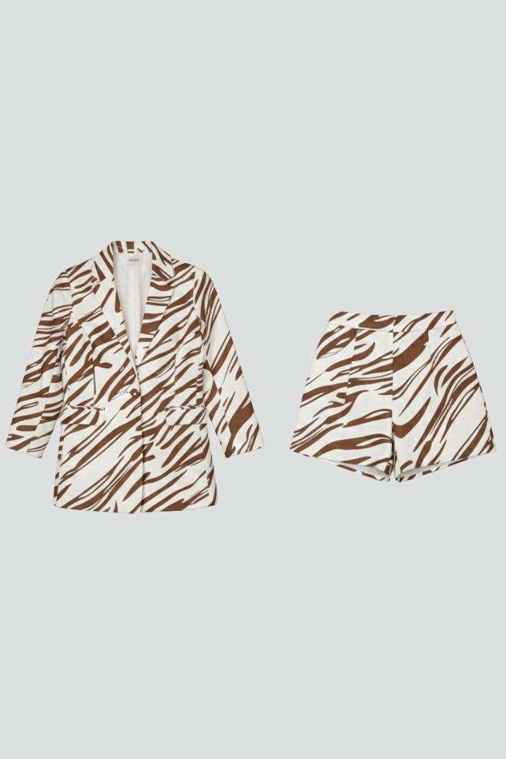 Zevara | Women's Zebra Print Blazer & Shorts Set - Image 5