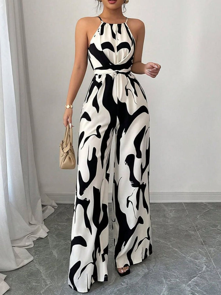 Zola | Women's Halter Neck Abstract Print Wide Leg Jumpsuit - Image 3