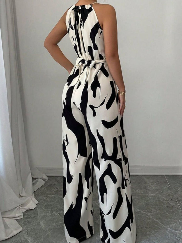Zola | Women's Halter Neck Abstract Print Wide Leg Jumpsuit - Image 5